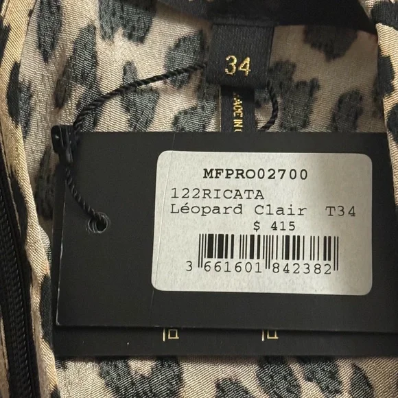 Maje Clair Leopard Print Ruffle Mini Dress Long Sleeve Animal Print Crepe XS NWT - Picture 12 of 14